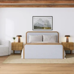 Queen Bedroom Set with 2 Nightstands Gray/Light Brown