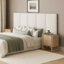 Queen Wall Mounted Boucle Headboard with Padding