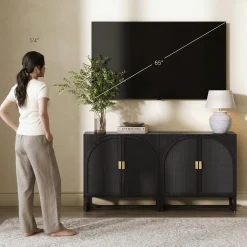 Rattan Arched TV Console Stand for TVs up to 65