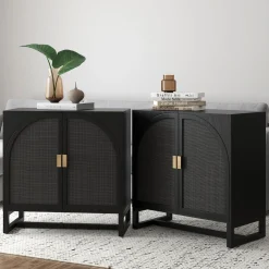Rattan Arched TV Console Stand for TVs up to 65