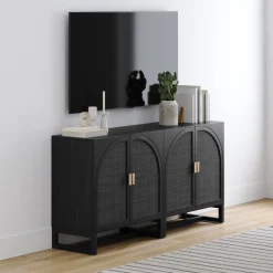 Rattan Arched TV Console Stand for TVs up to 65