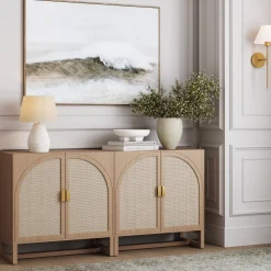 Rattan Arched TV Console Stand for TVs up to 65