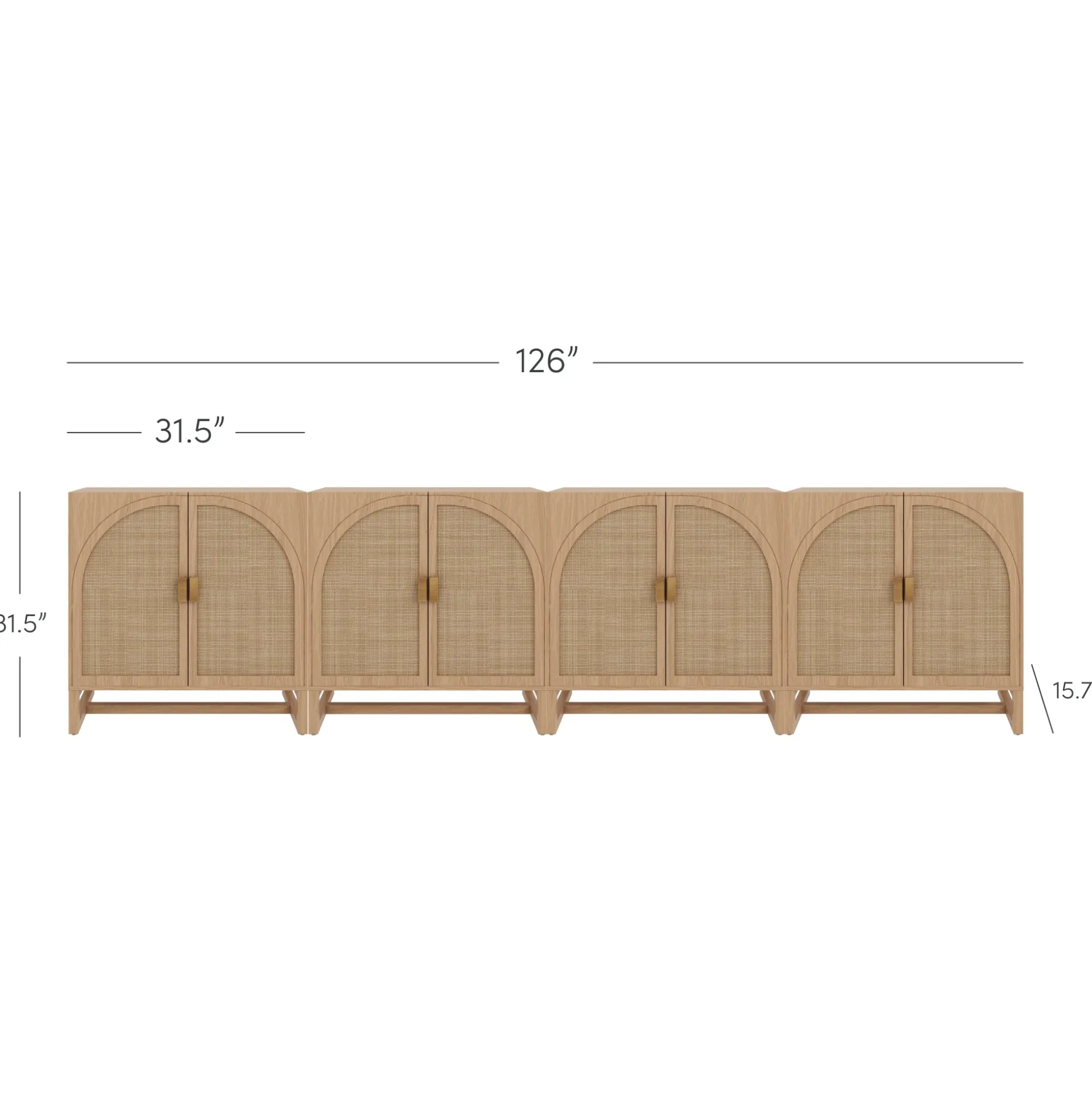 Rattan Arched TV Console Stand for TVs up to 100" Raw Oak