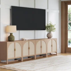 Rattan Arched TV Console Stand for TVs up to 100