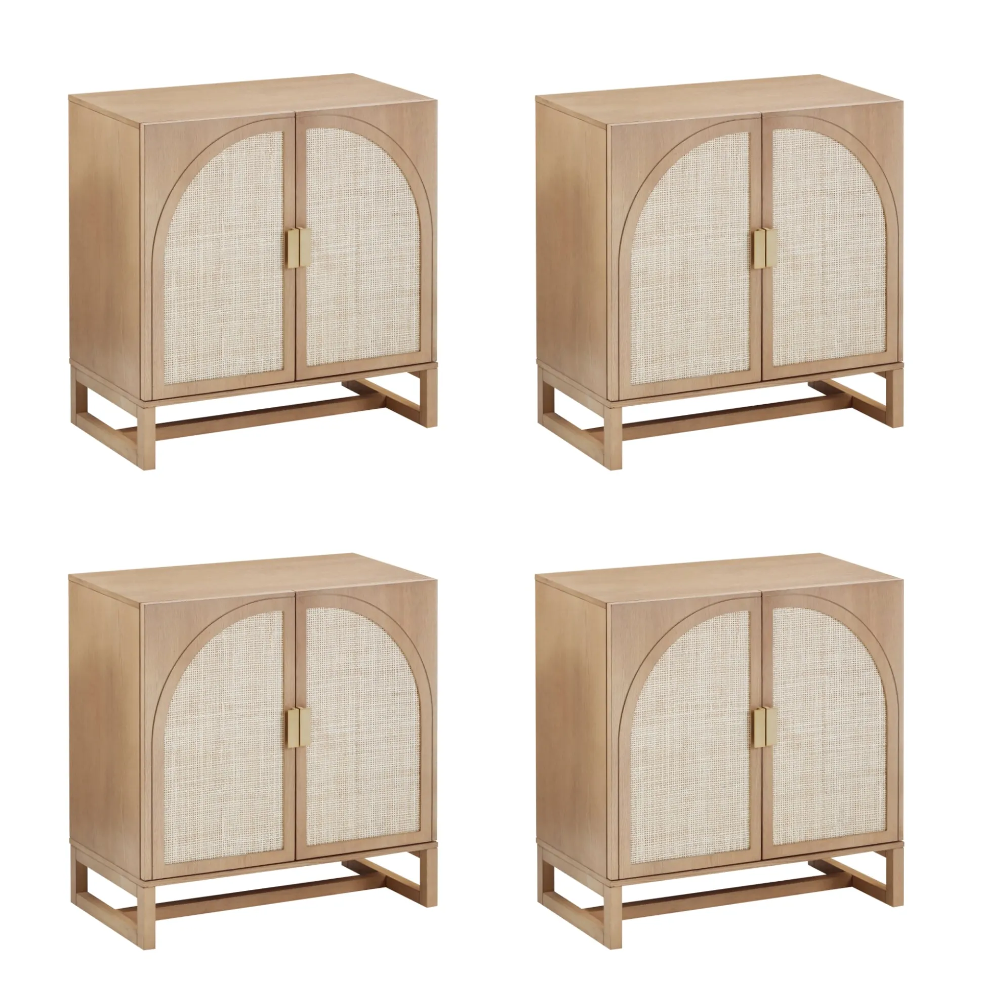 Rattan Arched TV Console Stand for TVs up to 100" Raw Oak