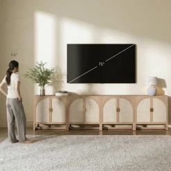 Rattan Arched TV Console Stand for TVs up to 100