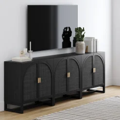 Rattan Arched TV Console Stand for TVs up to 75