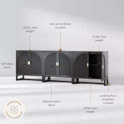 Rattan Arched TV Console Stand for TVs up to 75