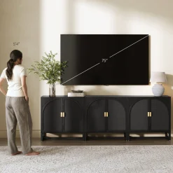 Rattan Arched TV Console Stand for TVs up to 75