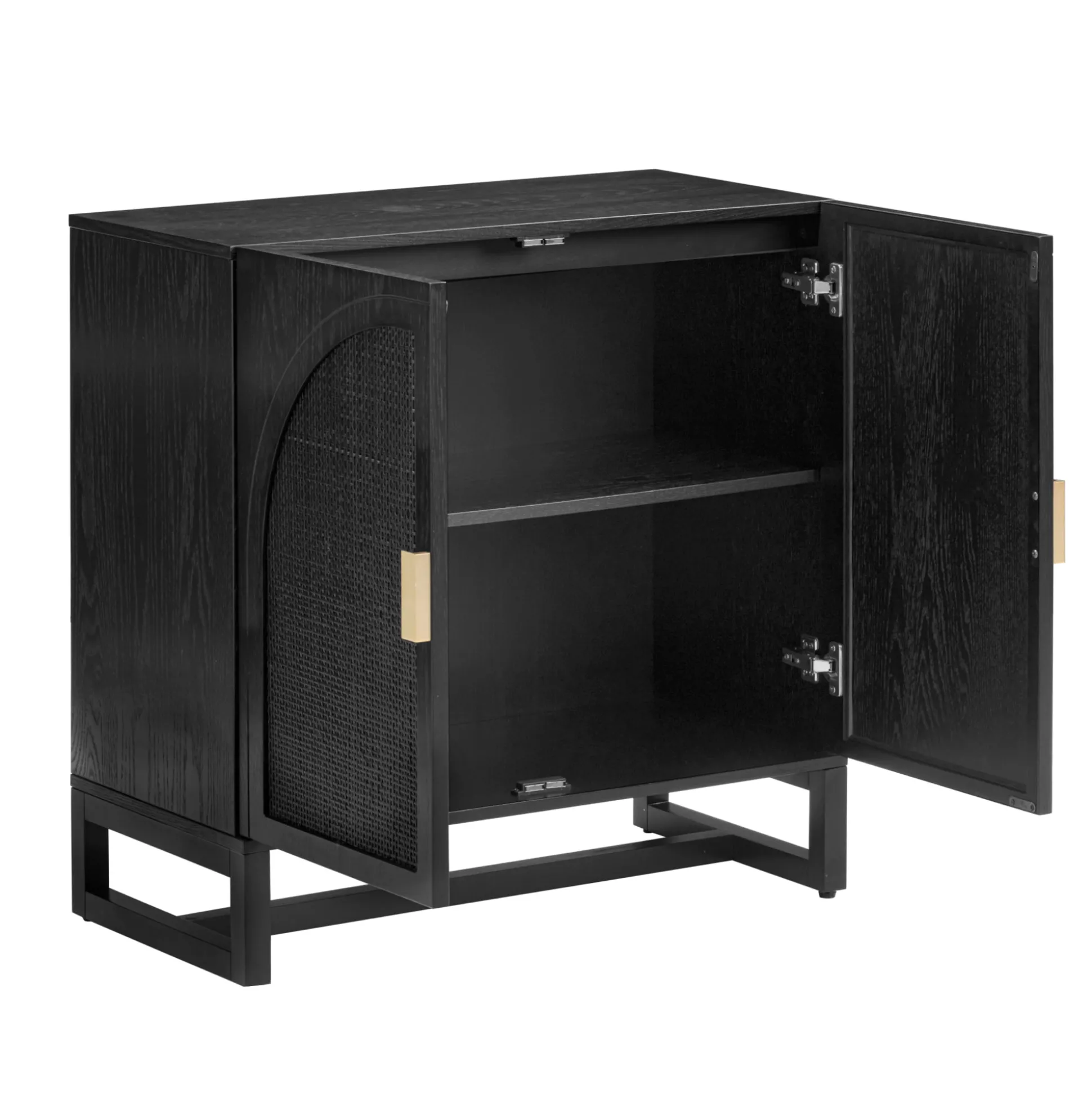 Rattan Arched TV Console Stand for TVs up to 75" Black Rattan