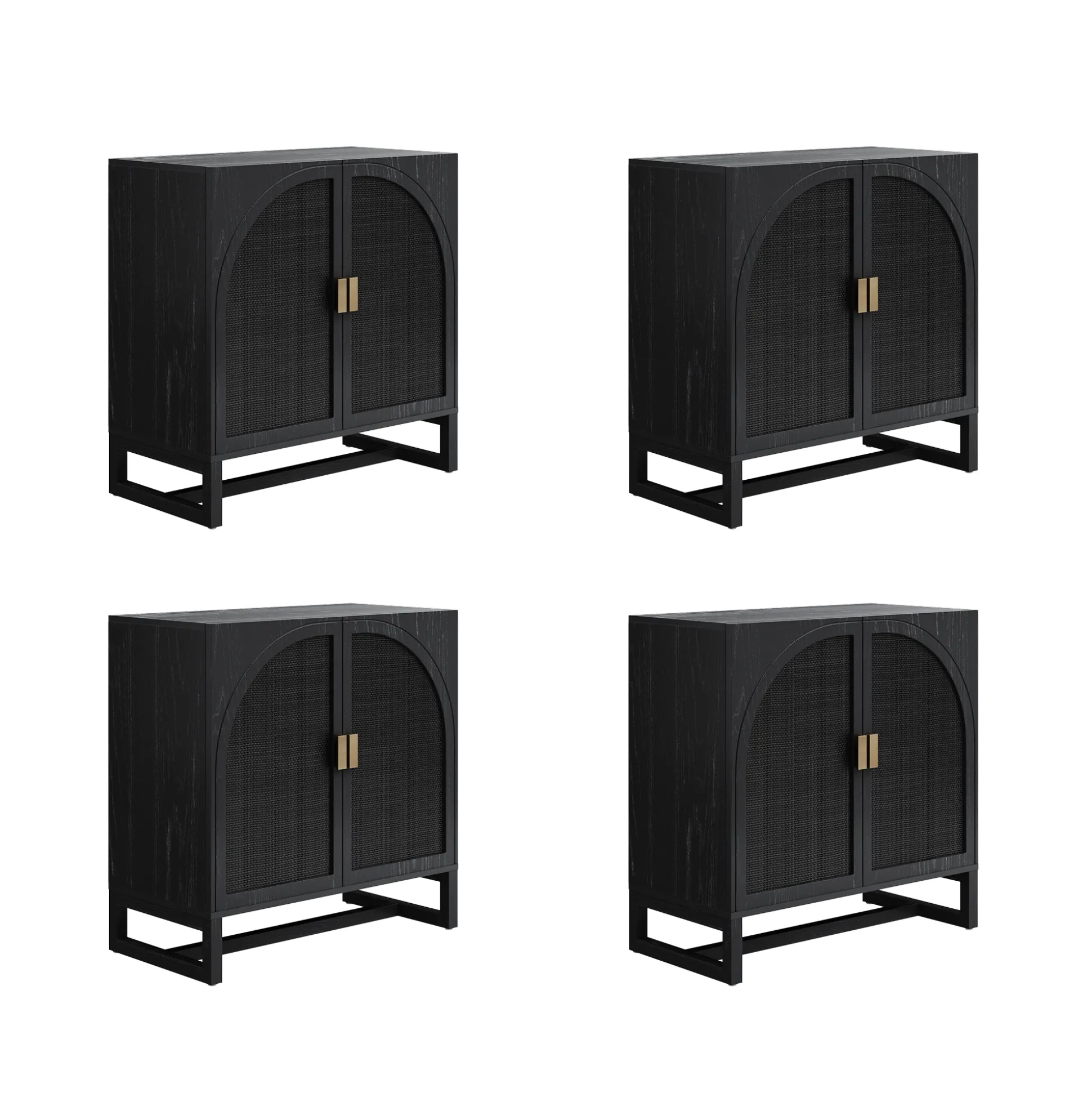 Rattan Arched TV Console Stand for TVs up to 100" Black Rattan