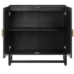 Rattan Arched TV Stand Media Console for TVs u to 100" Black
