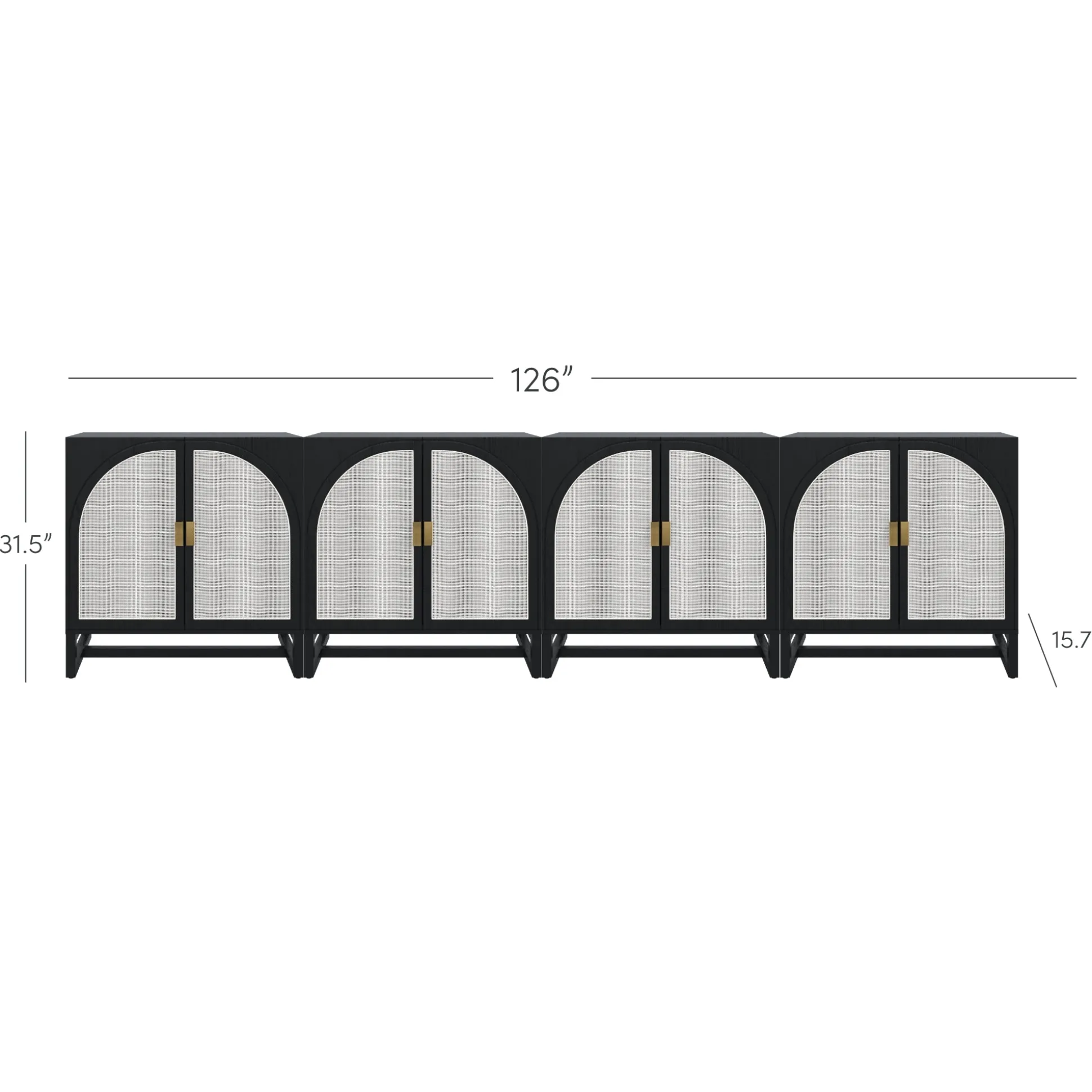 Rattan Arched TV Stand Media Console for TVs u to 100" Black