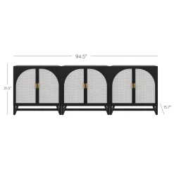Rattan Arched TV Stand Media Console for TVs up to 75