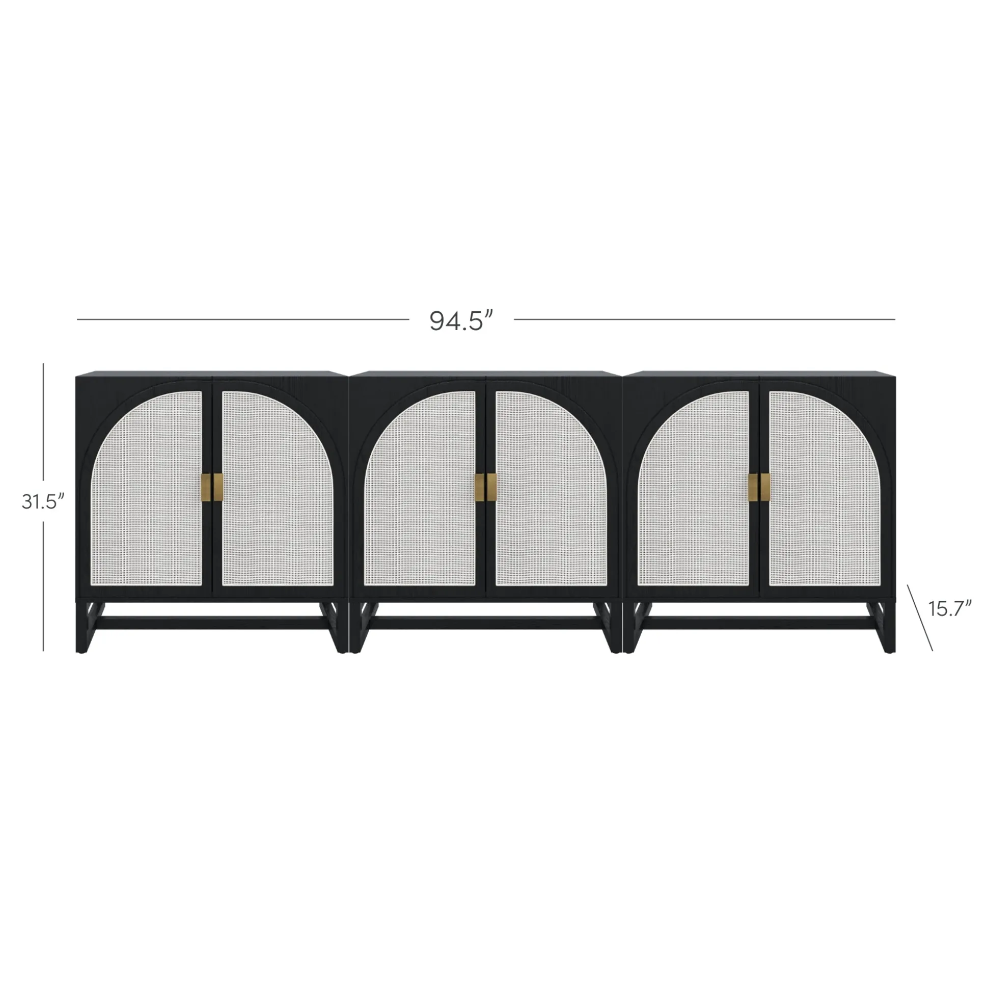 Rattan Arched TV Stand Media Console for TVs up to 75" Black
