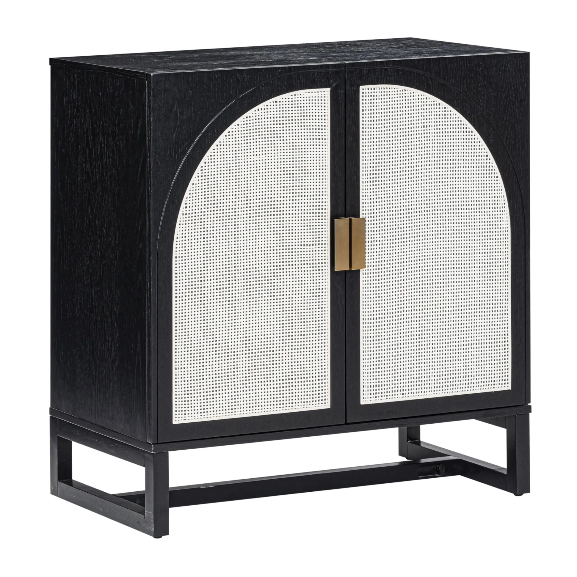 Rattan Arched TV Stand Media Console for TVs up to 75" Black