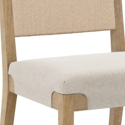 Rattan Dining Table with Flax Upholstered Chairs Set of 4