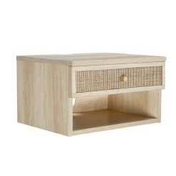Rattan Floating Nightstand Light Oak (Set of 2)