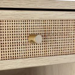 Rattan Floating Nightstand Light Oak (Set of 2)
