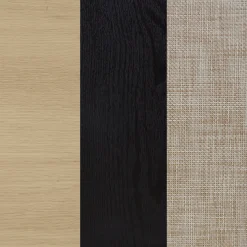 Rattan Ladder Storage Bookshelf with Doors Black