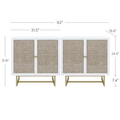 Rattan Storage Cabinet Credenza White (Set of 2)