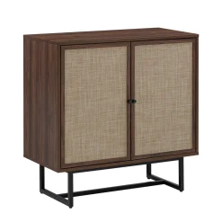Rattan Storage Cabinet Credenza Walnut (Set of 3)
