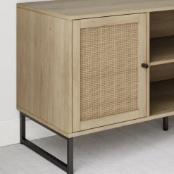 Rattan & Wood 2-Door TV Cabinet Light Oak