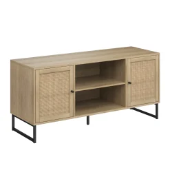 Rattan & Wood 2-Door TV Cabinet Light Oak