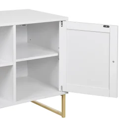 Rattan & Wood 2-Door TV Cabinet White