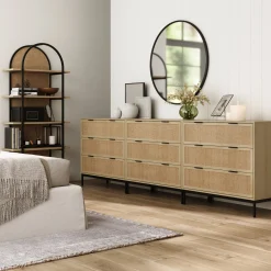 Rattan & Wood Dressers Light Oak (Set of 3)