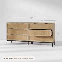 Rattan & Wood Dressers Light Oak (Set of 2)