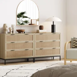 Rattan & Wood Dressers Light Oak (Set of 2)