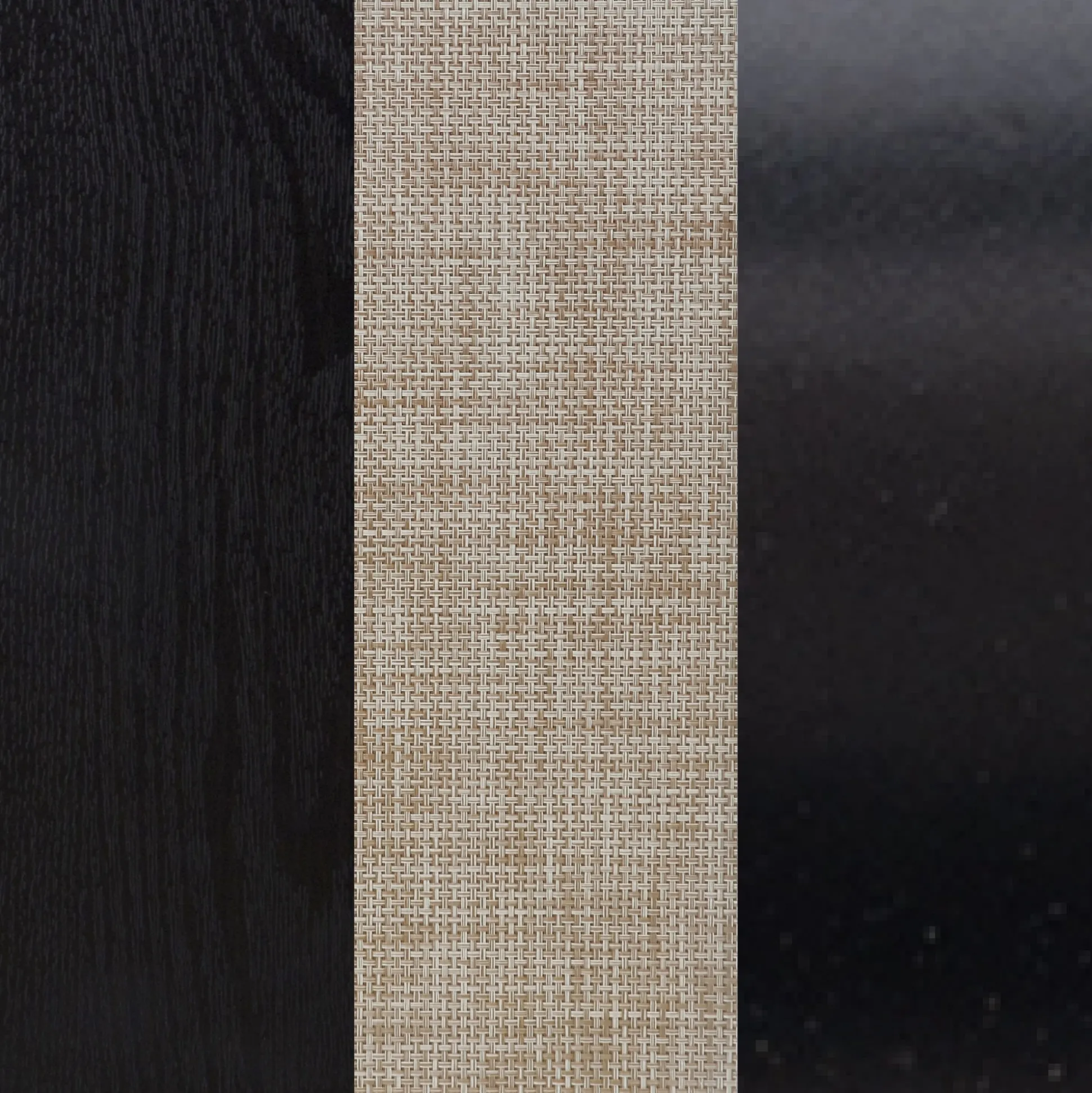 Rattan, Wood & Metal 3-Drawer Dressers Black (Set of 2)