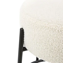 Round Boucle Backless Bar Stools (Set of 2)