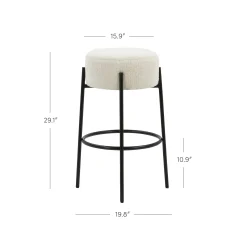 Round Boucle Backless Bar Stools (Set of 3)