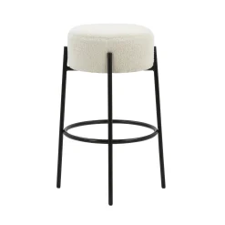 Round Boucle Backless Bar Stools (Set of 3)