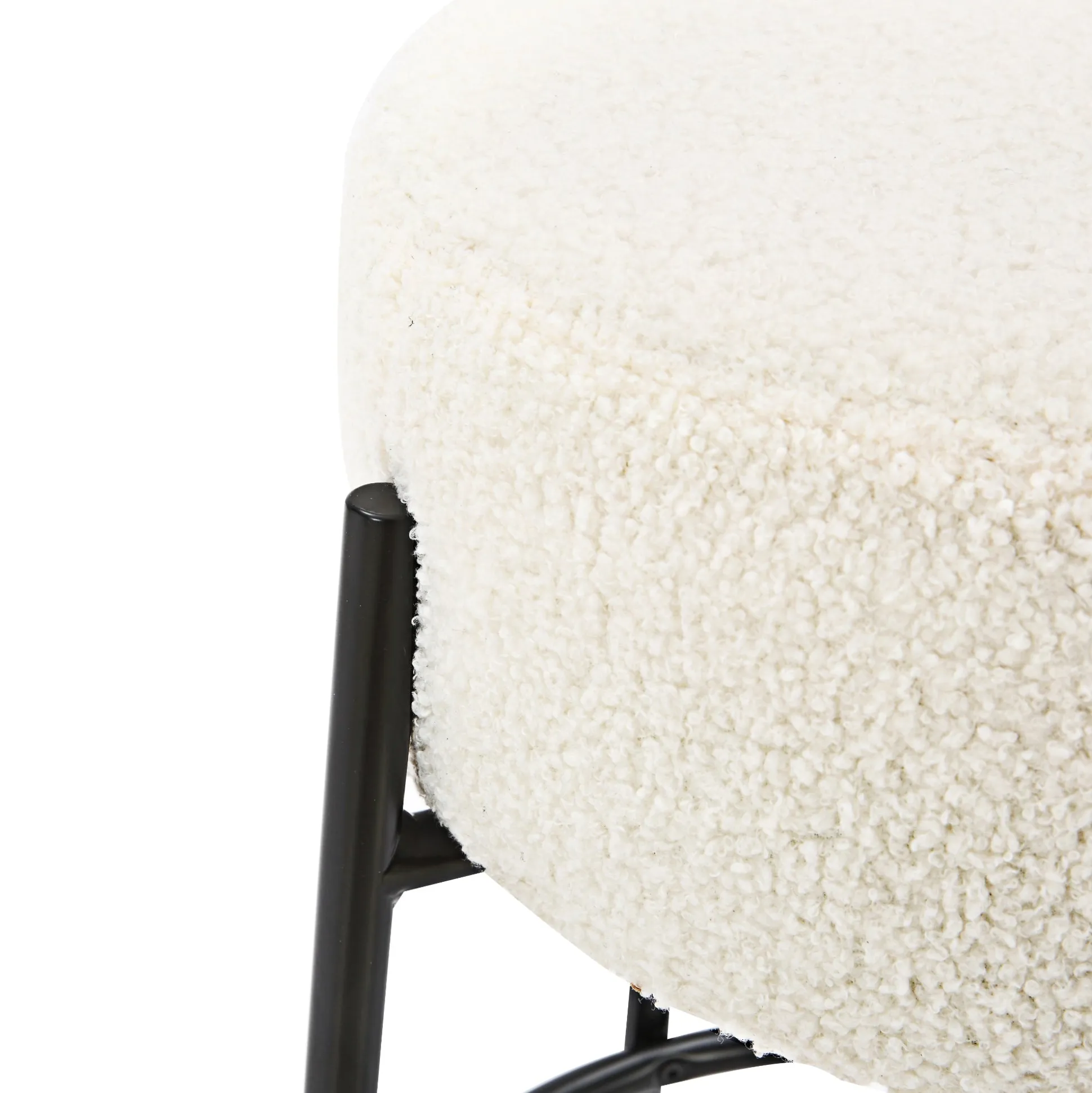 Round Boucle Backless Bar Stools (Set of 3)