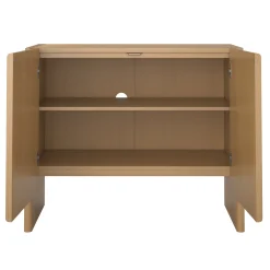 Rounded Wood Accent Cabinet or Kitchen Credenza Raw Oak (Set of 3)