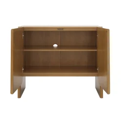 Rounded Wood TV Console Cabinet Light Brown for TVs up to 100"