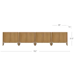 Rounded Wood TV Console Cabinet Light Brown for TVs up to 100