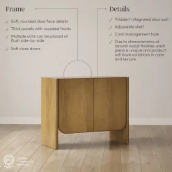 Rounded Wood TV Console Cabinet Light Brown for TVs up to 75"