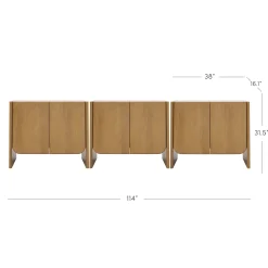 Rounded Wood TV Console Cabinet Light Brown for TVs up to 75