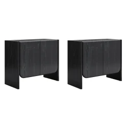 Rounded Wood TV Console Cabinet Black Oak for TVs up to 65"