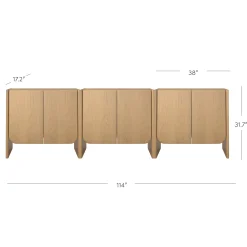 Rounded Wood TV Console Cabinet Raw Oak for TVs up to 75