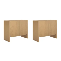 Rounded Wood TV Console Cabinet Raw Oak for TVs up to 65