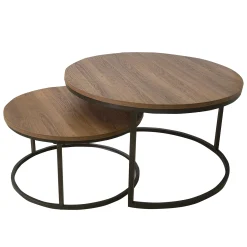 Round Nesting Coffee Table Set Reclaimed Oak