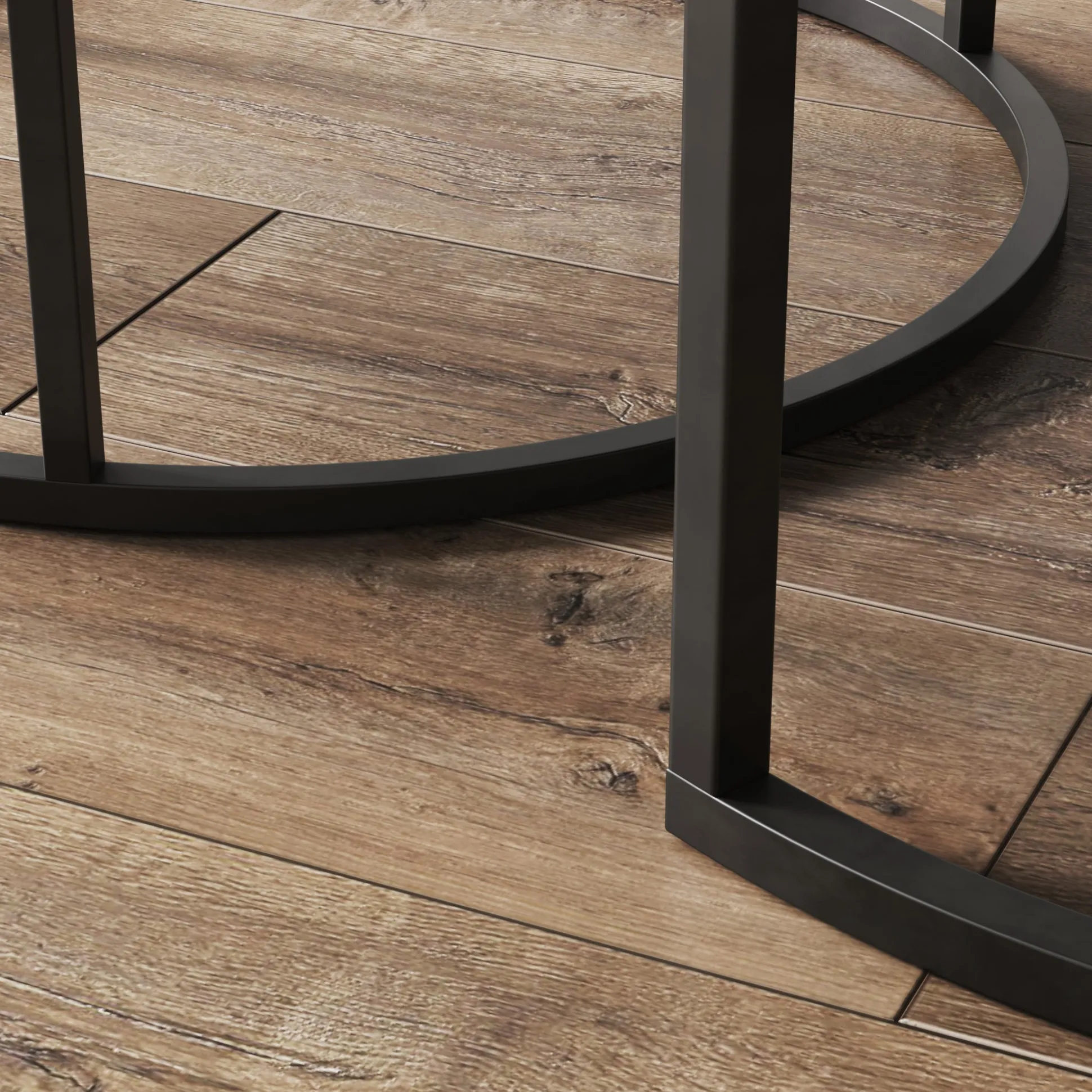 Round Nesting Coffee Table Set Reclaimed Oak