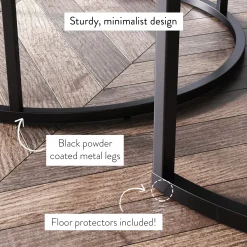 Round Nesting Coffee Table Set Nutmeg