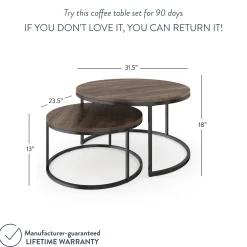 Round Nesting Coffee Table Set Nutmeg