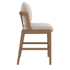 Scandinavian Bar Stool with Back Light Brown (Set of 4)